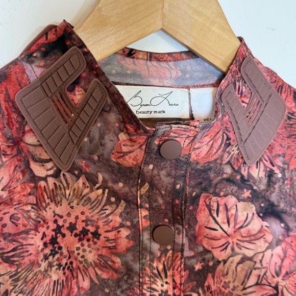 Byron Lars Beauty Mark Womens Floral Blouse Top Size 8 Silicone Shoulder Detail - Picture 4 of 15